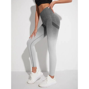 Leggings de sport à taille haute dégradés, longueur intégrale, tricotés, extensibles et respirants, pour le yoga et le fitness féminin, par Salamons - Product Image 2