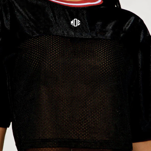 Maillot de football américain court pour femme en tissu mesh 100% polyester, streetwear, numéro personnalisé, haut à manches courtes, maillots rétro - Product Image 5