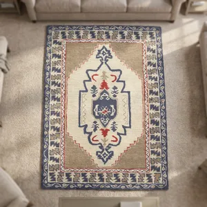 Tapis HILTEX JT-7252 moderne géométrique en jute écologique, rectangulaire, gris beige, tufté à la main, à poils ras, antidérapant, en latex - Product Image 3