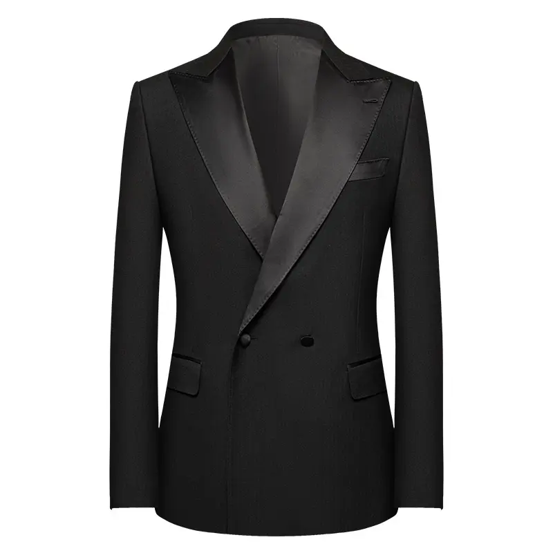 Setelan tuksedo pernikahan pria biasa mewah hitam slim fit ramping kualitas tinggi warna kustom dan kain
