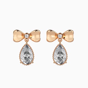 Boucles d'oreilles de luxe en diamants de laboratoire en forme de poire, plaqué or rose massif 14 carats, couleur D, taille brillant, certifiées IGI, cadeau pour mariage ou fête - Product Image 1