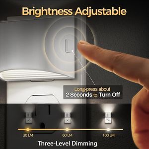2 Pack LED Night <b>Light</b> with Dusk Dawn Sensor <b>Plug</b> Wall 3 Level Brightness Adjustable <b>Plug</b>-<b>In</b> Night <b>Light</b> - Product Image 3
