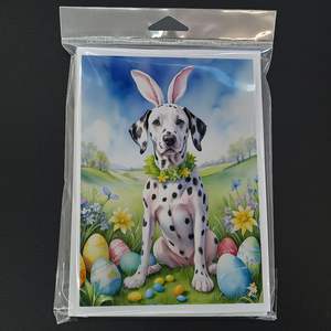 Whimsical Dalmatian Easter Egg Hunt Tarjetas de felicitación Paquete de 8 A7 Tamaño 5x7 Tarjetas de notas en blanco con sobres - Product Image 3