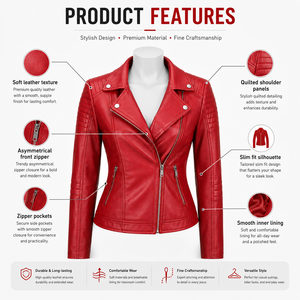 Chaqueta de Cuero para Mujer Diseñada para la Versatilidad Diaria con Material Resistente, Cómoda de Usar y una Silueta Moderna - Product Image 6