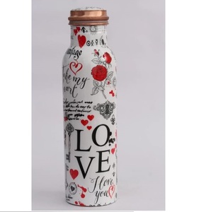 Purest Copper Customized Ayurvedic <b>Water</b> <b>Bottle</b> Enamel Finishing Floral Style <b>Water</b> <b>Bottle</b> At Wholesale Price - Product Image 1