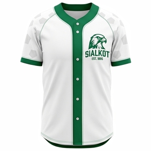 Premium Sialkot Baseball Jersey Unisex White Green Sublimated Short Sleeve Breathable Quick Dry 100% Polyester Regular Fit - Product Image 5