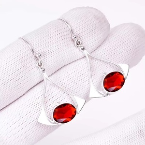 Wholesale 925 Sterling Silver Red <b>Garnet</b> Drop Dangle <b>Earrings</b> Handmade January Birthstone Fine Jewelry - Product Image 6