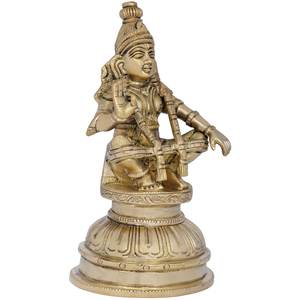 Escultura de Lord Ayyappan de 7 pulgadas hecha a mano en latón hecha en la India para regalar - Product Image 2