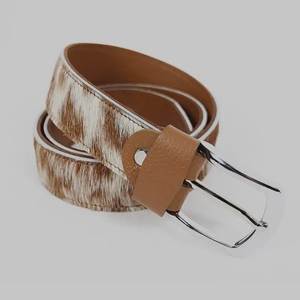 Ceinture décontractée vintage en cuir de vachette, imprimé animal, boucle ardillon en acier argenté rectangulaire 3,5 cm x 125 cm, durable - Product Image 3