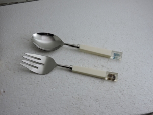 stainless steel salad server pair <b>resin</b> handle <b>table</b> utensil for catering banquet wedding restaurant wholesale export <b>uk</b> - Product Image 4