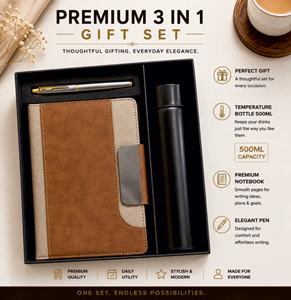 Premium Personalized 3 in 1 Gift Set Notebook Gift <b>Box</b> with Metal Pen and 500ml Insulated Bottle for Business Corporate Gifting - Product Image 1