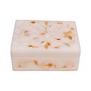 Modern Luxurious Shinning Marble Inlaid <b>Box</b> Quality Pure Natural with Mother Pearl for sweets Dry <b>Fruits</b> Gifts-Rectangle Shape - Product Image 2