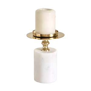 Porte-bougie moderne en marbre et métal, support décoratif idéal pour la table à manger, la décoration de Noël - Product Image 1