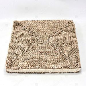 ZENITH Handmade Woven Water Hyacinth Craftsman Design Square Floor & Seat <b>Cushion</b> - Product Image 5