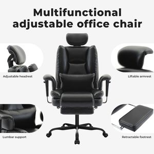 Sedia da Ufficio Ergonomica con Schienale Alto e Supporto Lombare, Capacità 200 kg, Sedia da Scrivania in Pelle PU con Regolazione in Altezza - Product Image 2