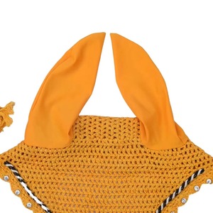 Bonnets d'oreilles pour chevaux personnalisés tendance avec passepoil, voile anti-mouches en crochet, bonnet en crochet avec protections d'oreilles en néoprène - Product Image 4
