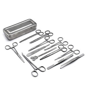 Basic Set of 13-Piece Stainless Steel Surgical Instrument Kit Including Forceps Scissors <b>Needle</b> Holder ENT Clinic Use - Product Image 2