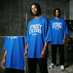 Camiseta de Fútbol de Malla Street 24 Unisex Azul de Manga Corta de Secado Rápido con Cuello Redondo, Ajuste Atlético, Nombre del Jugador Estampado por Transferencia Térmica en la Parte Delantera - Product Image 3