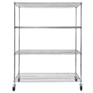 Adjustable 4 Tier Steel <b>Wire</b> Shelving <b>Rack</b> with 4\" Wheels Storage <b>Racks</b> & Shelving Units - Product Image 4