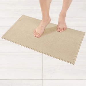 Modern Beige Cotton Bath <b>Mat</b> Rectangle Non-Slip Rubber Backing Flat Weave Home Use Thin 0.2-0.4 in - Product Image 2