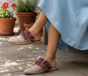Handmade <b>Raffia</b> Slippers, Moroccan Summer <b>Sandals</b> - Product Image 1