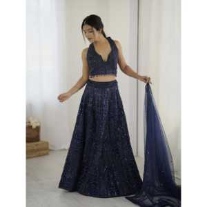 ชุดราตรีออกแบบโดยดีไซเนอร์ lehenga choli กับลำดับและงาน dori สำหรับงานเลี้ยง - Product Image 4