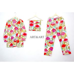 ชุดนอนหรูหราสุดฮิต เสื้อเชิ้ตแขนยาวพร้อมกางเกงขายาว ชุดนอนคุณภาพสูงสำหรับผู้หญิง ผ้าฝ้าย ชุดนอนแบบเซ็ต สามารถปรับแต่งได้ - Product Image 4