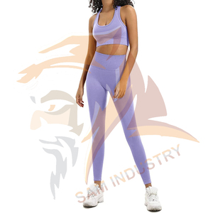 Ensemble de yoga pour femmes personnalisé avec étiquette privée, 2 pièces, sport, fitness, taille élastique, design personnalisable, ensemble de yoga en spandex/nylon - Product Image 3