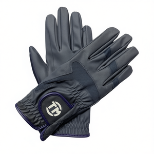 Leatherrite Custom Unisex Synthetic Leather Equestrian Horse Riding <b>Gloves</b> <b>Knuckle</b> Mesh Zigzag Cuff for Closure Grip Summer - Product Image 2