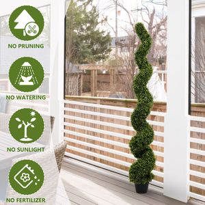 Árbol Topiario Espiral Artificial de 6 Pies para Jardín Exterior, Plantas Grandes Retorcidas Verdes en Maceta de Boj para Porche Delantero y Patio, Elegante - Product Image 5