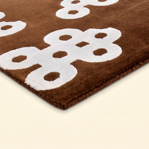 Alfombra de Lana Floral Antideslizante Ecológica Hecha a Mano con Bucles de Cacao Marrón, de Pelo Grueso y Altura Media para Sala de Estar y Dormitorio - Product Image 6
