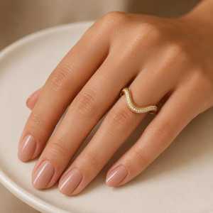 แหวนแต่งงานเพชรทรงกลมเพาะเลี้ยงในห้องปฏิบัติการแบบเต็มวง ทองคำแท้ 14K 18K  แบบหนามเตยเชื่อมต่อกัน  แหวนวันครบรอบแบบซ้อนได้ ขายส่ง - Product Image 6