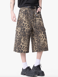 Pantalones Cortos de Leopardo Estilo Urbano, Pantalones Cargo Vintage para Hombre y Mujer, Unisex, Rectos, Holgados, de Pierna Ancha, Personalizados, de Algodón - Product Image 4