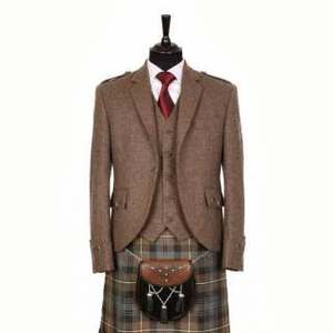 Veste en laine Argyll pour homme, gilet formel d'hiver en tweed gris, tenue de kilt avec sporran - Product Image 2
