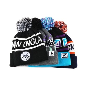 Unisex Custom Hand-Knitted Cotton Yarn Slouchy Beanie Letter Pattern Winter Bobble Hat for Adults-Digital Printing Wholesale - Product Image 3