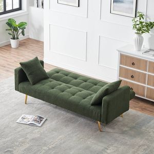 Divano Letto in Tessuto Teddy Fleece Verde da 71,7 Pollici con Cuscini Decorativi Attraenti, Compagni Perfetti per Comfort e Stile - Product Image 3