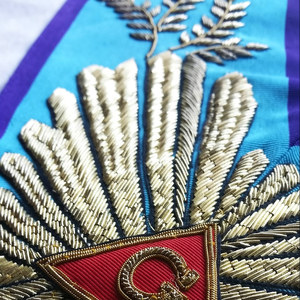 Collier de Maître de Culte G Rite de Memphis-Misraim Écologique Personnalisé Brodé à la Main avec Franges en Fil d'Or 224 Rayons de Laurier - Product Image 5
