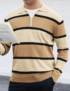 Camisas Polo Casuales para Hombre, Camisas de Golf a Rayas Vintage, Camisa de Rugby de Punto, Suéter Polo Ligero - Product Image 6