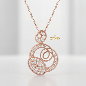 Moderno y Lujoso Colgante de Diamantes de Triple Círculo para Mujer en Oro con Diamantes Brillantes para Aniversario de Bodas y Fiestas - Product Image 2