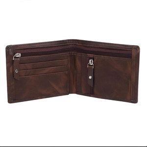 Portefeuille en cuir marron pour homme, style classique, en cuir véritable, impression numérique personnalisable, pince à billets, porte-cartes - Product Image 3