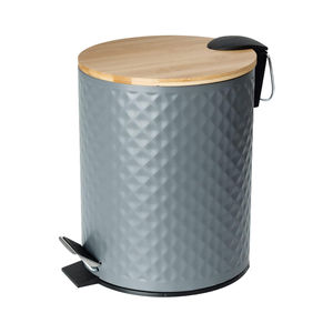 ถังขยะโลหะสีเทาดีไซน์สวยงาม พร้อมฝาไม้ไผ่ธรรมชาติ สำหรับห้องครัวและห้องน้ำ ราคาถูกที่สุด - Product Image 2