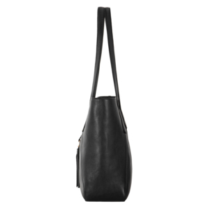 Sac fourre-tout en cuir de vachette véritable noir pour femme, grande capacité, sac à bandoulière avec pompon, sac de shopping haut de gamme, OEM ODM - Product Image 4