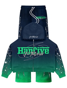 Ensemble de pantalon baggy et sweat à capuche zippé multicolores |    Ensemble de vêtements de rue graphiques de luxe, fabricant OEM à marque privée - Product Image 6