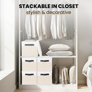 4 Pack 23 QT Large Decorative Storage Baskets Nursery Closet Organizer Bins Lids Living Room Bedroom Shelf <b>Clothes</b> <b>Boxes</b> - Product Image 4