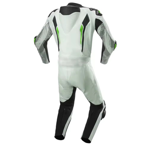 Mono de Motociclismo para Hombre, Moderno, en Blanco, Negro y Verde, de Manga Larga, Transpirable, con Bloques de Color, para Todas las Temporadas, de Cuero - Product Image 2