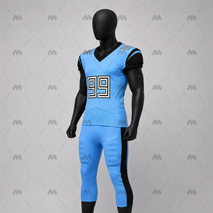 Camiseta de Fútbol Americano para Hombre, Azul Claro y Negro, Número 90 Sublimado, Manga Corta, Transpirable, Ajustada, Ropa Deportiva de Poliéster - Product Image 4
