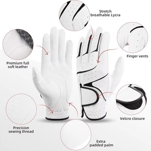 Manufacturing Durable High Quality Men Cabretta Leather Custom White Golf Gloves Adult Golf Gloves <b>Light</b> Weight Hand Fit Sports - Product Image 4