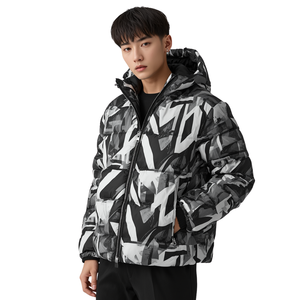 Chaqueta Acolchada con Estampado Geométrico para Hombre - Ropa de Invierno Impermeable - Product Image 3
