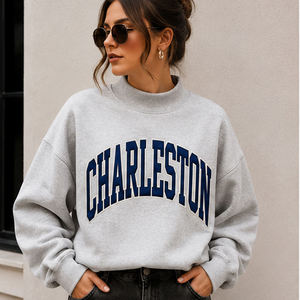 Sweat-shirts à capuche imprimés Charleston style preppy, unisexe, coupe ample, col montant, molleton épais 100% coton, vente en gros - Product Image 1