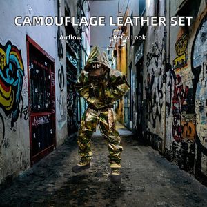 Ensemble de survêtement camouflage à capuche pour homme, streetwear, séchage rapide, polyester tricoté, deux pièces, vêtements d'automne - Product Image 5